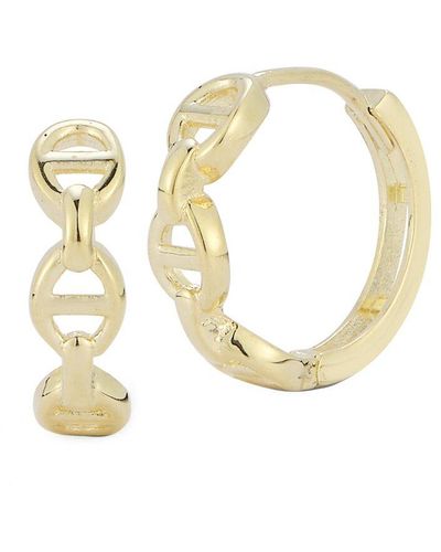 Ember Fine Jewelry 14k Marine Link Huggie Earrings - Metallic
