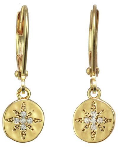 Rachel Reinhardt Jewelry 14K Filled Cz Hammered Disc Earrings - Metallic