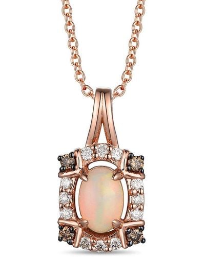 Le Vian 14k Rose Gold 0.32 Ct. Tw. Diamond & Opal Pendant Necklace - Pink