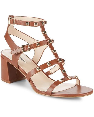 Karl Lagerfeld Honore Studded Leather Gladiator Sandals - Brown