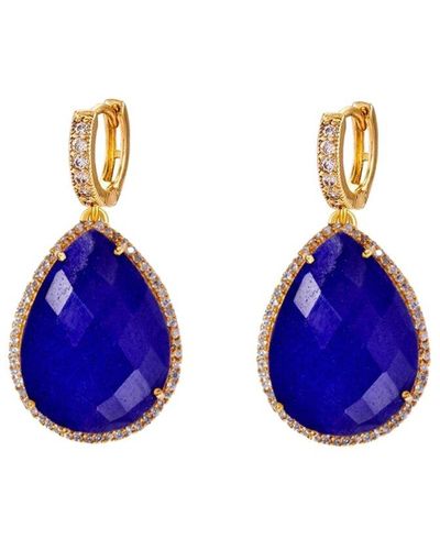 Liv Oliver 18k 55.00 Ct. Tw. Sapphire Cz Drop Earrings - Blue