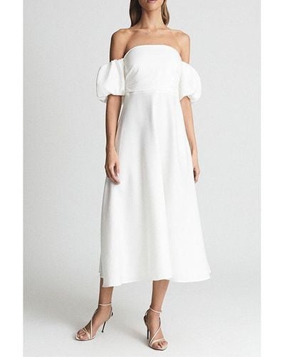 Reiss Shona Puff Sleeve Off-shoulder Dress - White