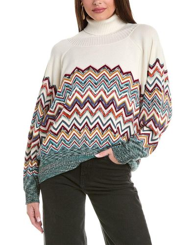 M Missoni Wool-blend Turtleneck Sweater - White