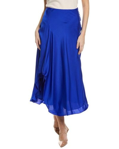 Nicholas Kimberly Silk-blend Bias Skirt - Blue