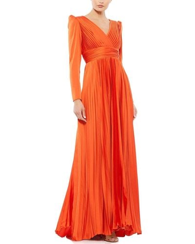Mac Duggal Pleated V-neck Gown - Red