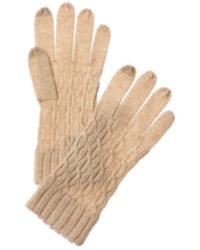 Forte Cable Texture Stitch Cashmere Gloves - White