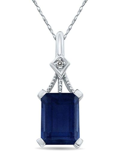 Gemstones 14k 2.16 Ct. Tw. Diamond & Sapphire Necklace - Blue