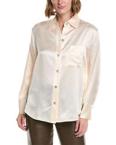 Vince Relaxed Chest Pocket Silk Blouse - White