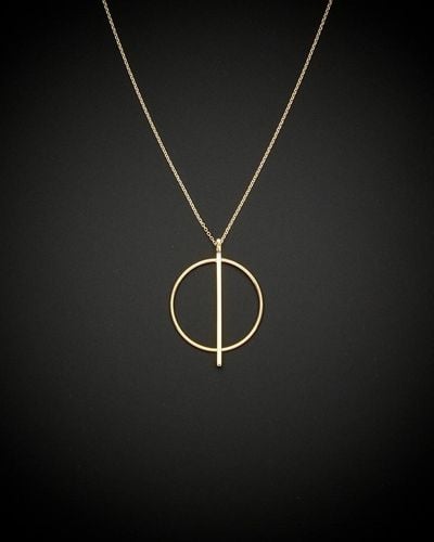Italian Gold 14k Circle And Bar Necklace - Black