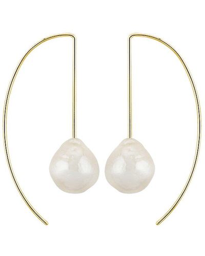 Jane Basch 14k 12mm Pearl Earrings - White