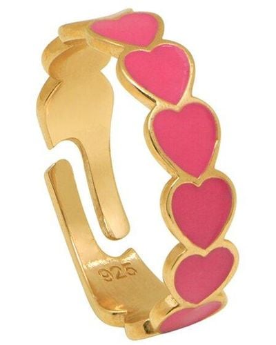 Gabi Rielle Color Forward 14k Vermeil French Enamel Adjustable Eternity Ring - Pink