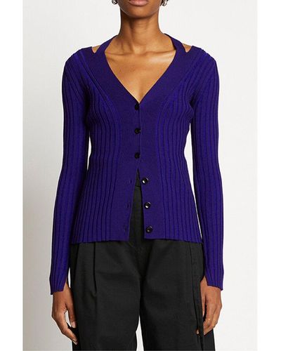 Proenza Schouler Knit Halter Wool-blend Sweater - Blue