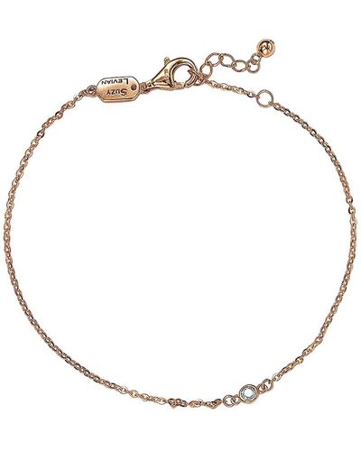 Suzy Levian 14k Rose Gold 0.15 Ct. Tw. Diamond Solitaire Station Bracelet - Metallic