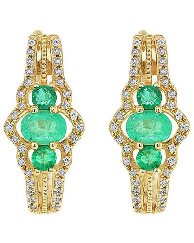 Diana M. Jewels Fine Jewelry 14k 0.61 Ct. Tw. Diamond & Emerald Earrings - Green