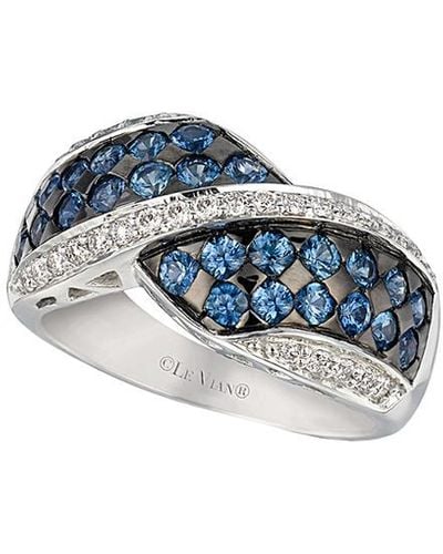 Le Vian Ceylon Sapphire (1-1/3 Ct. T.w.) And Diamond (1/4 Ct. T.w.) Ring In 14k White Gold - Blue