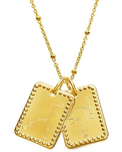 Sterling Forever Silver Taurus Zodiac Tag Necklace - Yellow