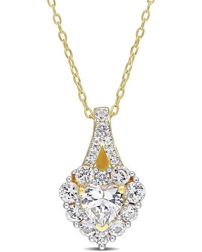 Rina Limor Gold Over Silver 2.88 Ct. Tw. Sapphire Pendant Necklace - Metallic