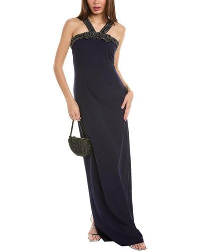 EMILY SHALANT Crystal Bow Gown - Blue