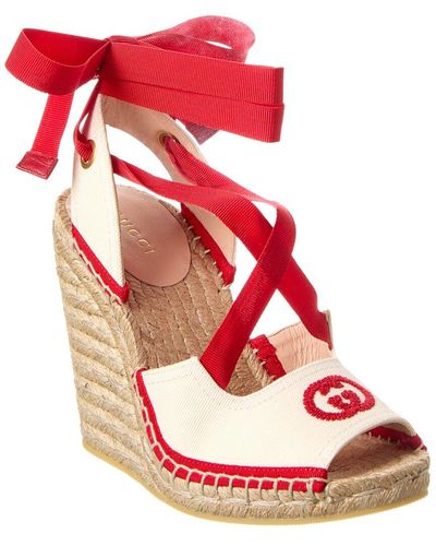 Gucci, Shoes, Nwt Gucci Lilibeth Sylvie Web Espadrille Wedge Sandals  Green Red 365