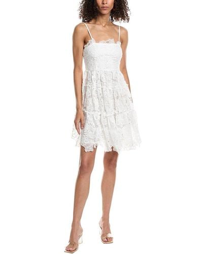 Beulah London Lace Silk-Blend Mini Dress - White