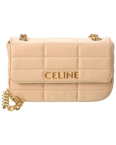 Celine Monochrome Quilted Leather Shoulder Bag - Natural