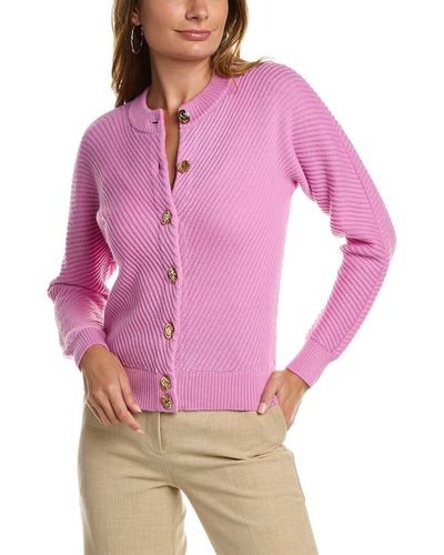 St. John Diagonal Knit Wool-blend Jacket - Pink