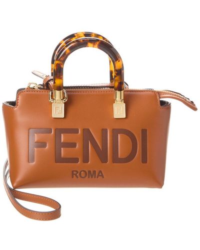 Fendi By The Way Mini Leather Shoulder Bag - Brown