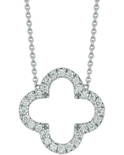 Nephora 14k 0.10 Ct. Tw. Diamond Open Clover Necklace - Metallic