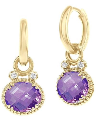 I. REISS 14k 5.50 Ct. Tw. Diamond & Amethyst Earrings - Multicolor