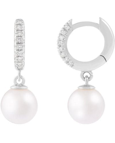 Masako Pearls 14k 0.07 Ct. Tw. Diamond 8-9mm Pearl Earrings - White