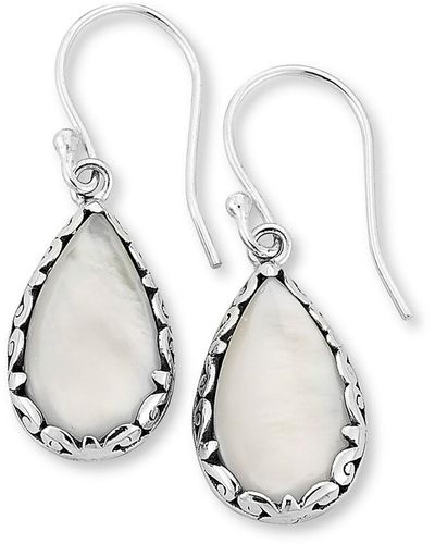 Samuel B. Fine Jewelry Silver Mother-of-pearl Earrings - White