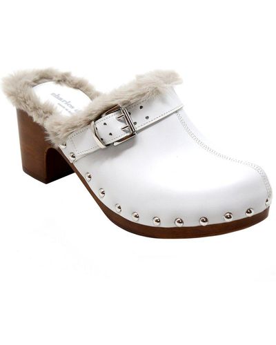 Charles David Lecce Leather Clog - White