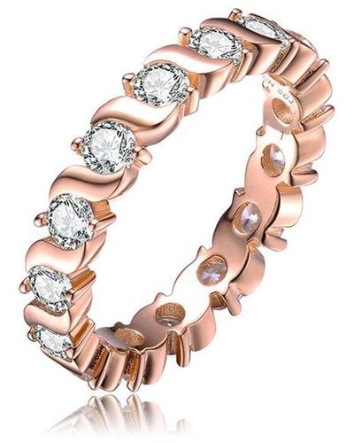 Genevive Jewelry 18k Rose Gold Vermeil Cz Eternity Ring - White