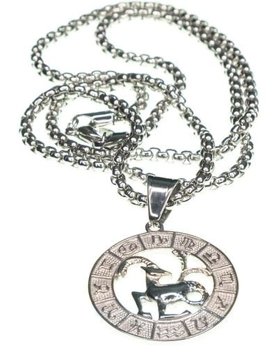 jean claude Dell Arte Stainless Steel Capricorn Pendant Necklace - Metallic