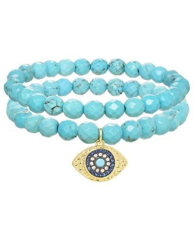Rachel Reinhardt Jewelry 18k Filled Cz Evil Eye Bracelet - Blue