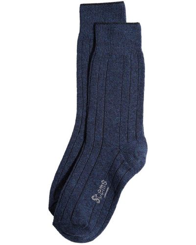 Stems Lux Cashmere & Wool-blend Crew Sock - Blue
