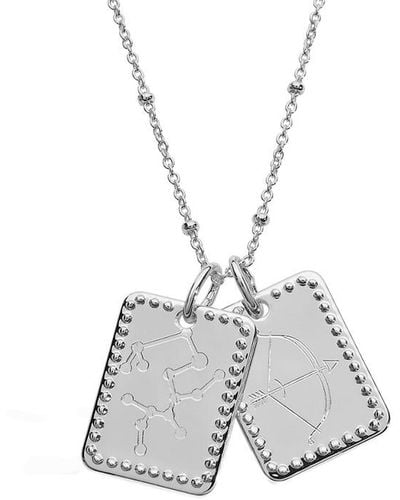 Sterling Forever 14k Over Silver Sagittarius Zodiac Tag Necklace - Grey