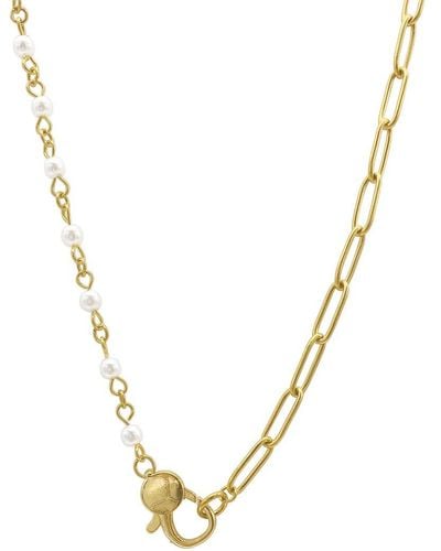Adornia 14k Plated Pearl Chain Necklace - Metallic