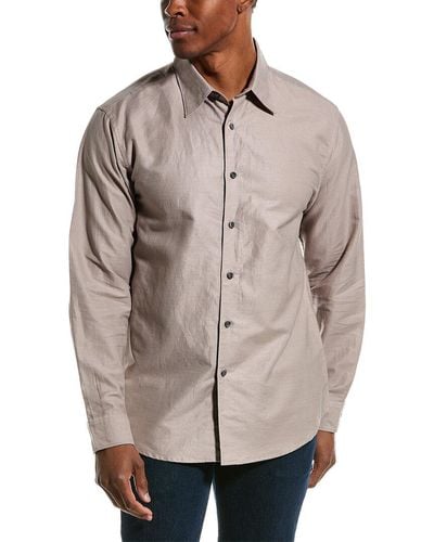 Theory Noll Essential Linen-blend Woven Shirt - Grey