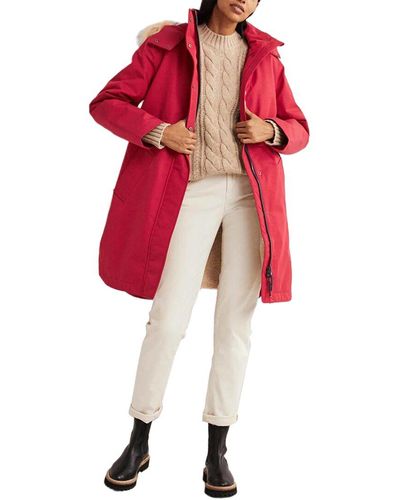 Boden Waterproof Borg Lined Parka Coat - Red