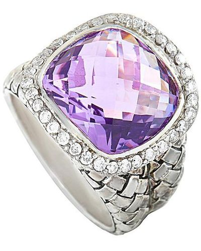 Scott Kay Silver 0.44 Ct. Tw. Diamond & Amethyst Ring - Purple