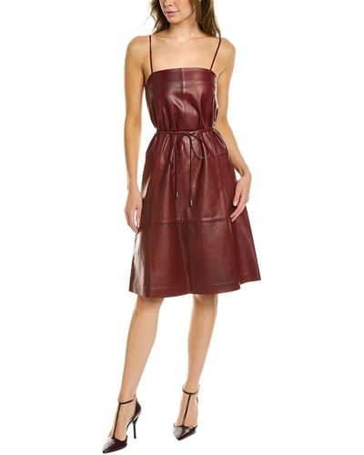 Ferragamo Womens Ferragamo Leather Tank Dress, 36 - Red
