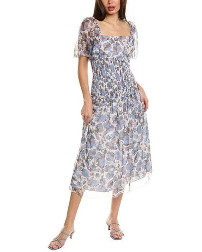 Joie Gillian Silk Midi Dress - Blue