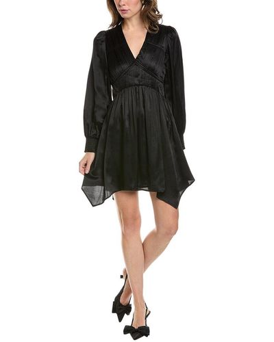 AllSaints Esta Silk-blend Mini Dress - Black