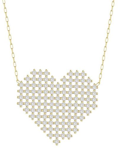 Glaze Jewelry Silver Cz Heart Necklace - White