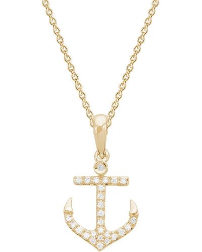 Diamond Select Cuts 14k 0.09 Ct. Tw. Diamond Anchor Necklace - Metallic