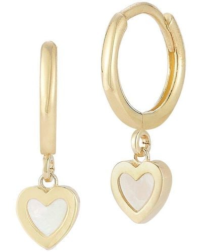 Ember Fine Jewelry 14k Pearl Heart Huggie Earrings - White
