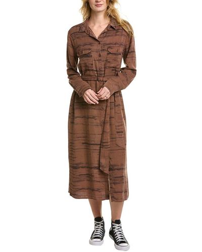 Bella Dahl Patch Pocket Midi Shirtdress - Brown