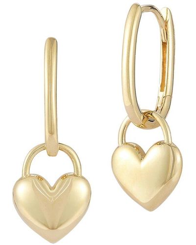 Ember Fine Jewelry 14k Heart Drop Earrings - Metallic
