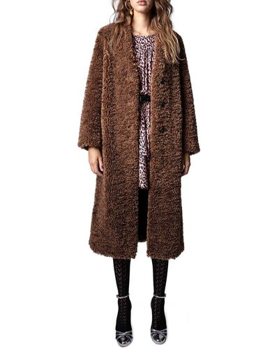 Zadig & Voltaire Milan Soft Curly Manteau Coat - Brown